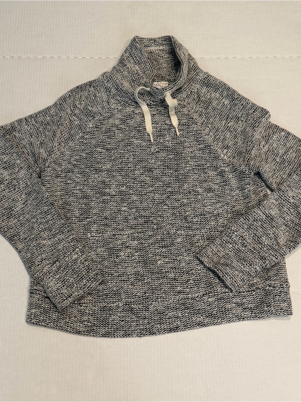 aerie Marled Black & White Cowl Neck Pullover